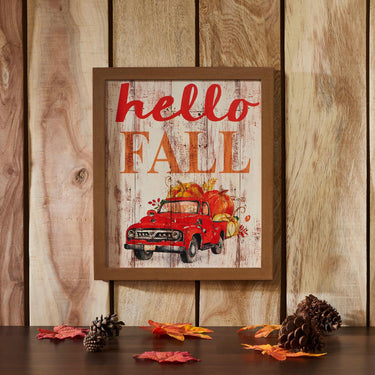 Shiplap Hello Fall Red Truck Wall Sign 13x11 VHC Brands - The Fox Decor